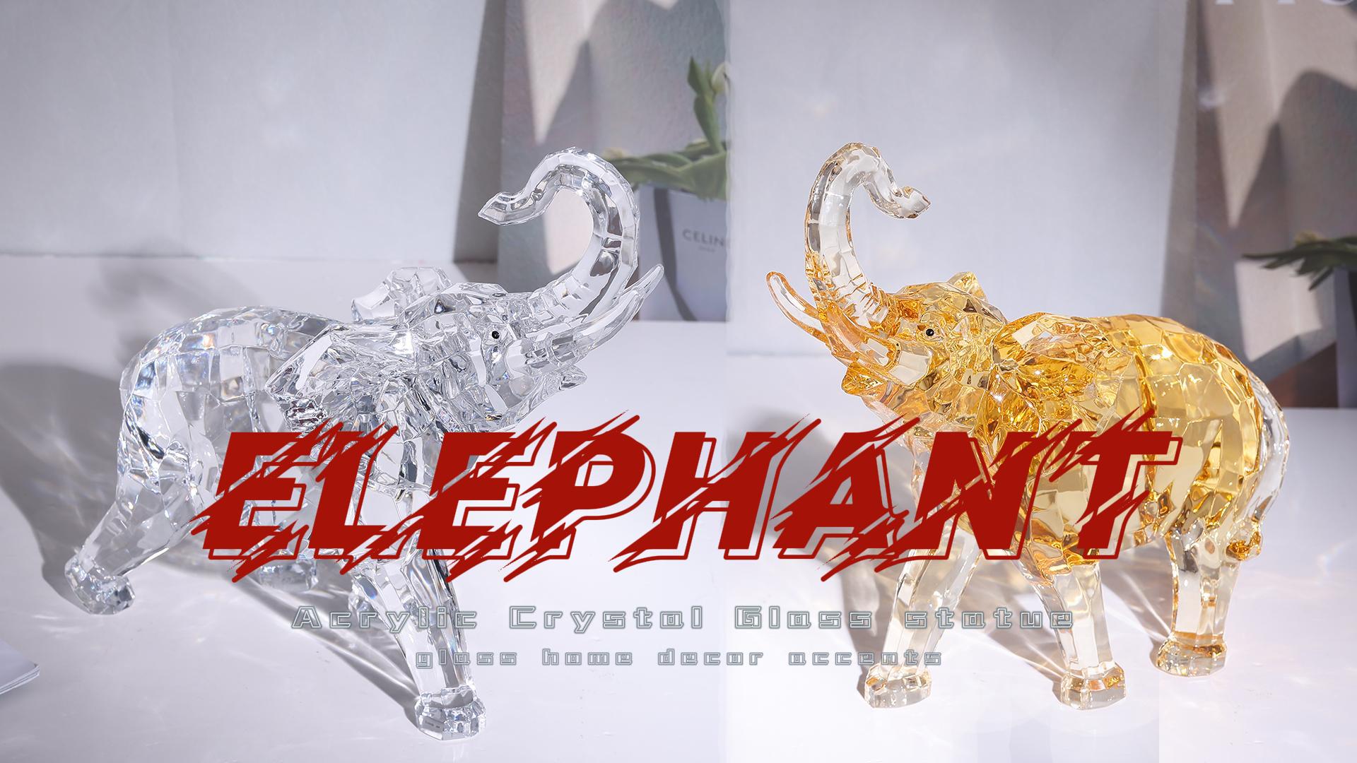 Figura de elefante acrílico transparente para decoración miniatura 7