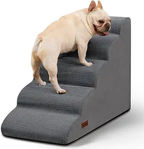 Aodisman 5-Step Dog Stairs for High Bed, Pet Ramp for Small Dogs and Cats