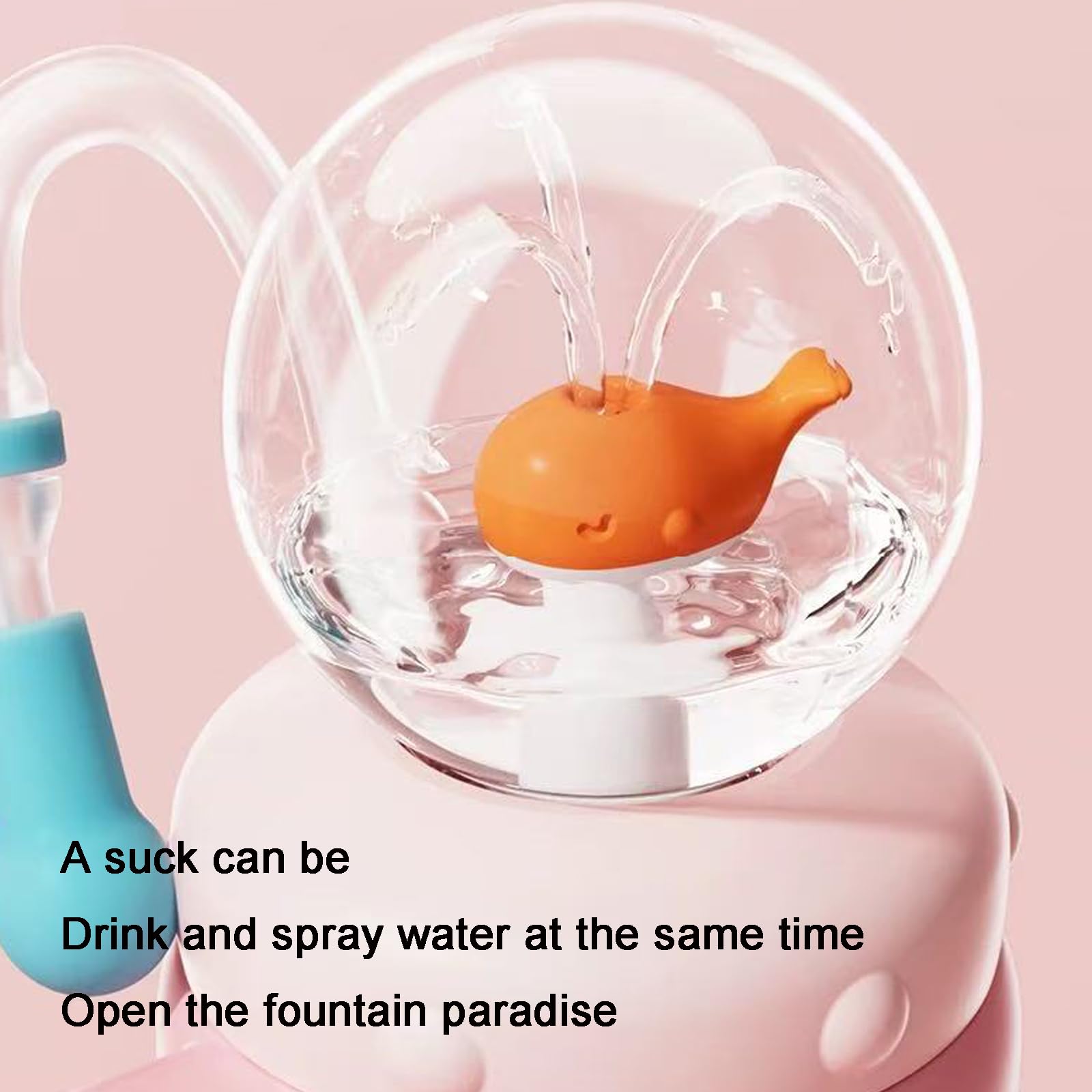 24oz stainless steel whale fountain tumbler,springbrunnen trinkflasche kinder,drinking cup with whale squirt,fountain water bottle,with Fun Fountain Effect,Two Lids,Spill-Proof,Dishwasher Safe (pink)