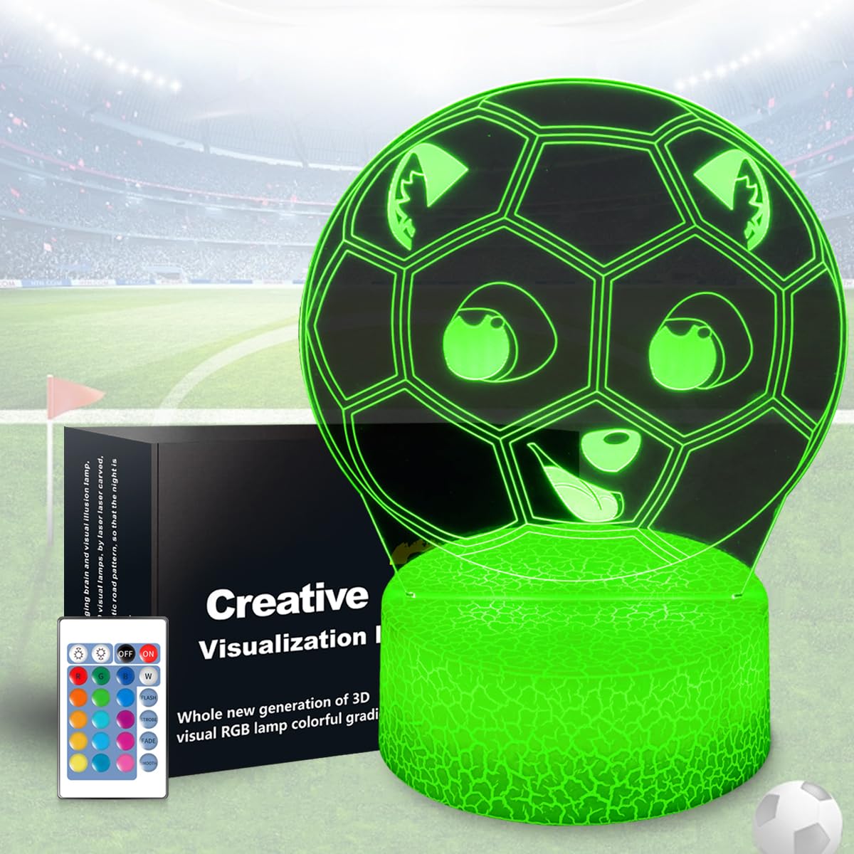 Regali di calcio per gli appassionati di sport, calcio luce notturna, 16 colori cambia lampada decorazione con telecomando e touch, regali per Natale, San Valentino, compleanno per ragazzi e ragazze
