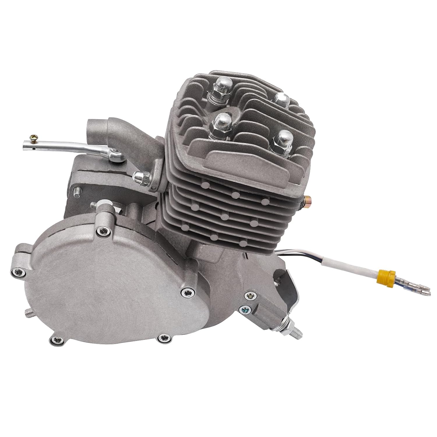 80CC 2-Stroke Bicycle Engine, 1.65HP Bicycle Motor, 5500RPM High Speed Motorized Bicycle Engine with Exhaust Pipe, Single Cylinder Bicycle Motor for 26-28In Wheeled Bikes