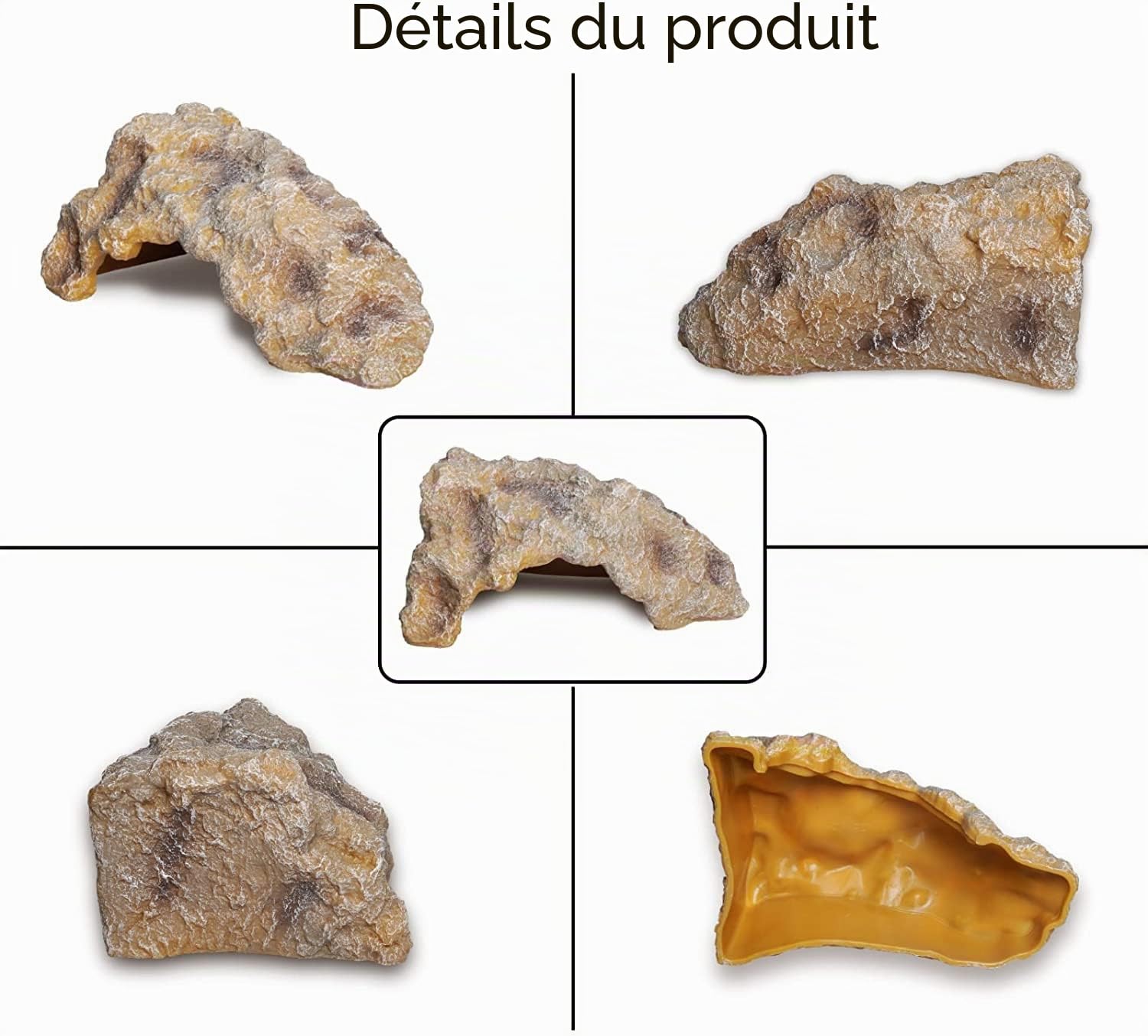 Reptile Rock Reptile Hide Cave Hideout Terrarium Habitat Décor Ornement Abri pour Serpent Geckos Lézards Grenouilles Tortues Amphibiens Ermite Crabe Moyen