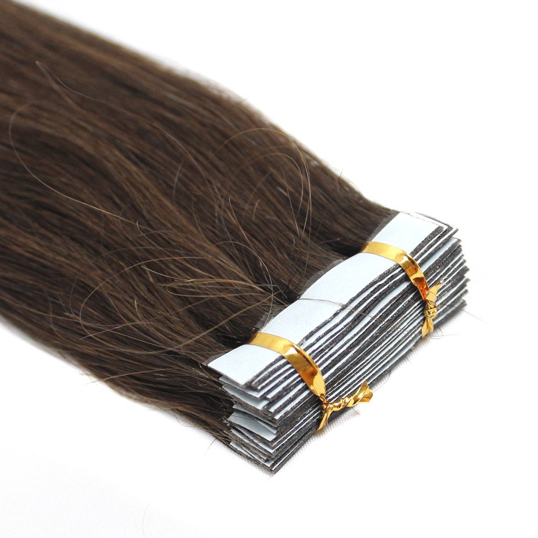 7A Tape in Skin Weft Remy Human Hair Extensions 16-24Inch Seamless Brazilian Hair (24''20Pcs70g, Dark Brown)
