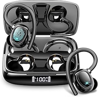 Wireless Earbud NEW Bluetooth 5.3 Headphones Sport Earphones 48H Playtime Ear Buds with ENC Mic LED Display, Stereo Noise Cancelling Earbud Over-Ear Buds Earhook IP7 Waterproof Headset for Running Gym