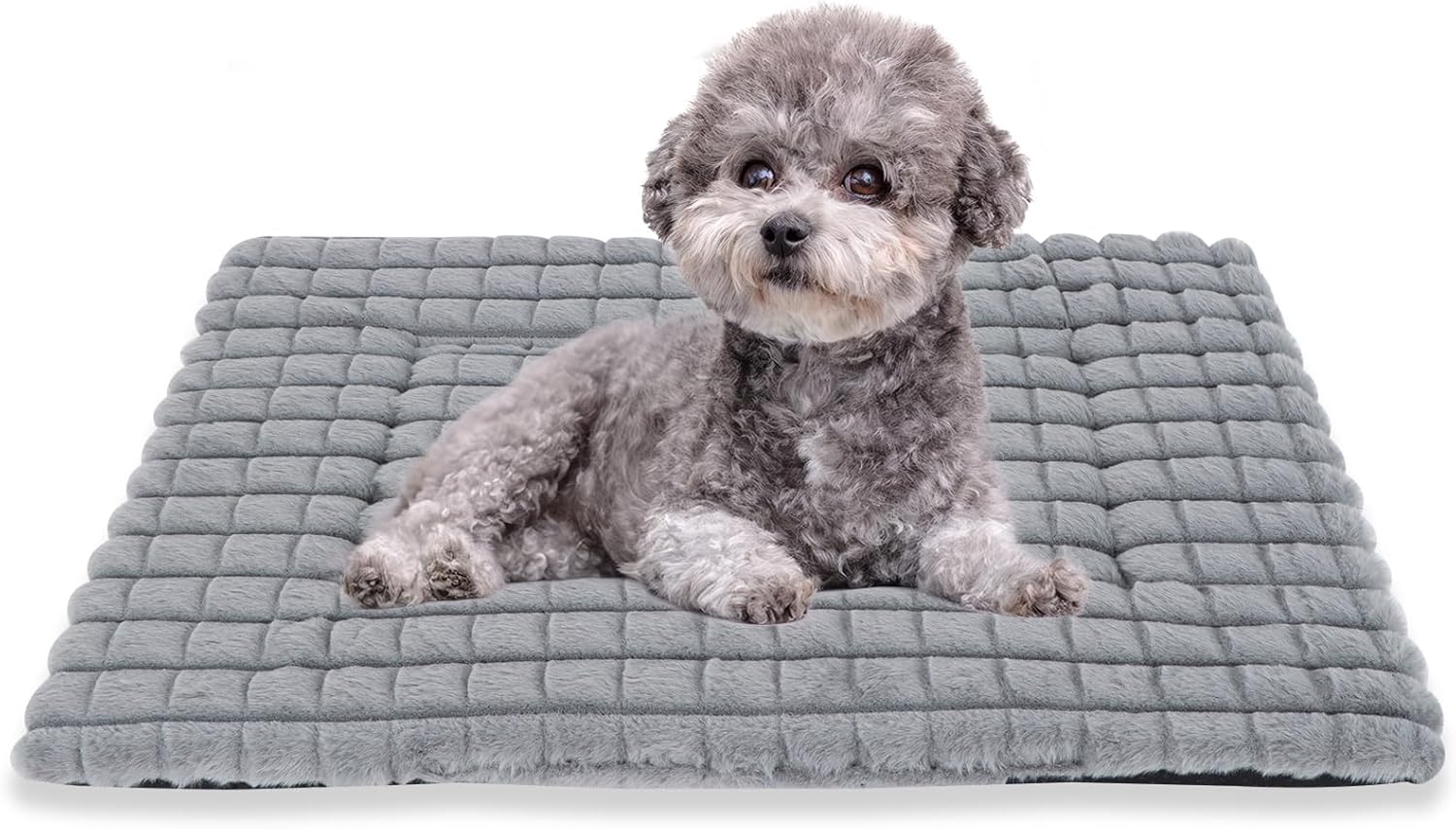 BVAGSS Dog Bed Washable Crate Mattress,Anti-Slip Memory Foam Soft Warm Pet Cushion for Small Medium Dogs, Calming Fluffy Sleeping Kennel Pad XH082 (39''x28'',Grey)