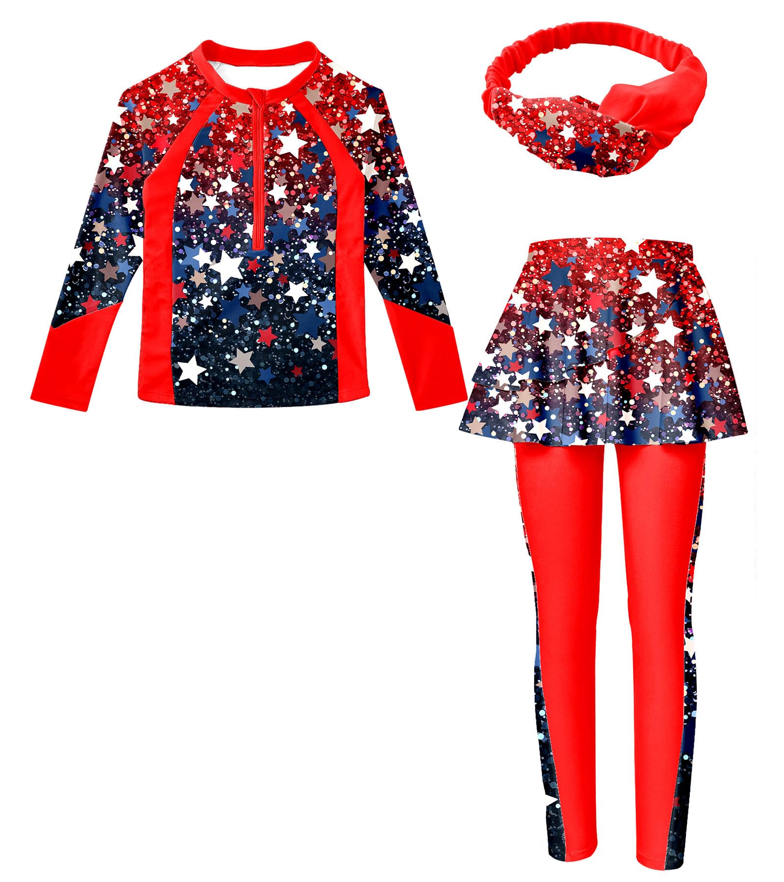 SunFocus Girls Long Sleeve Rashguard Half Zip Swimsuits UPF 50+ Two Piece Swim Sets with Hairband 5-12Y