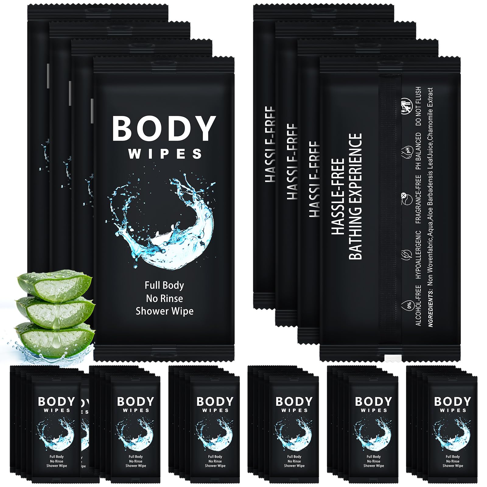 Treela 300 Pcs Large Body Wipes Bulk Deodorant, 7.09" X 9.84", Black