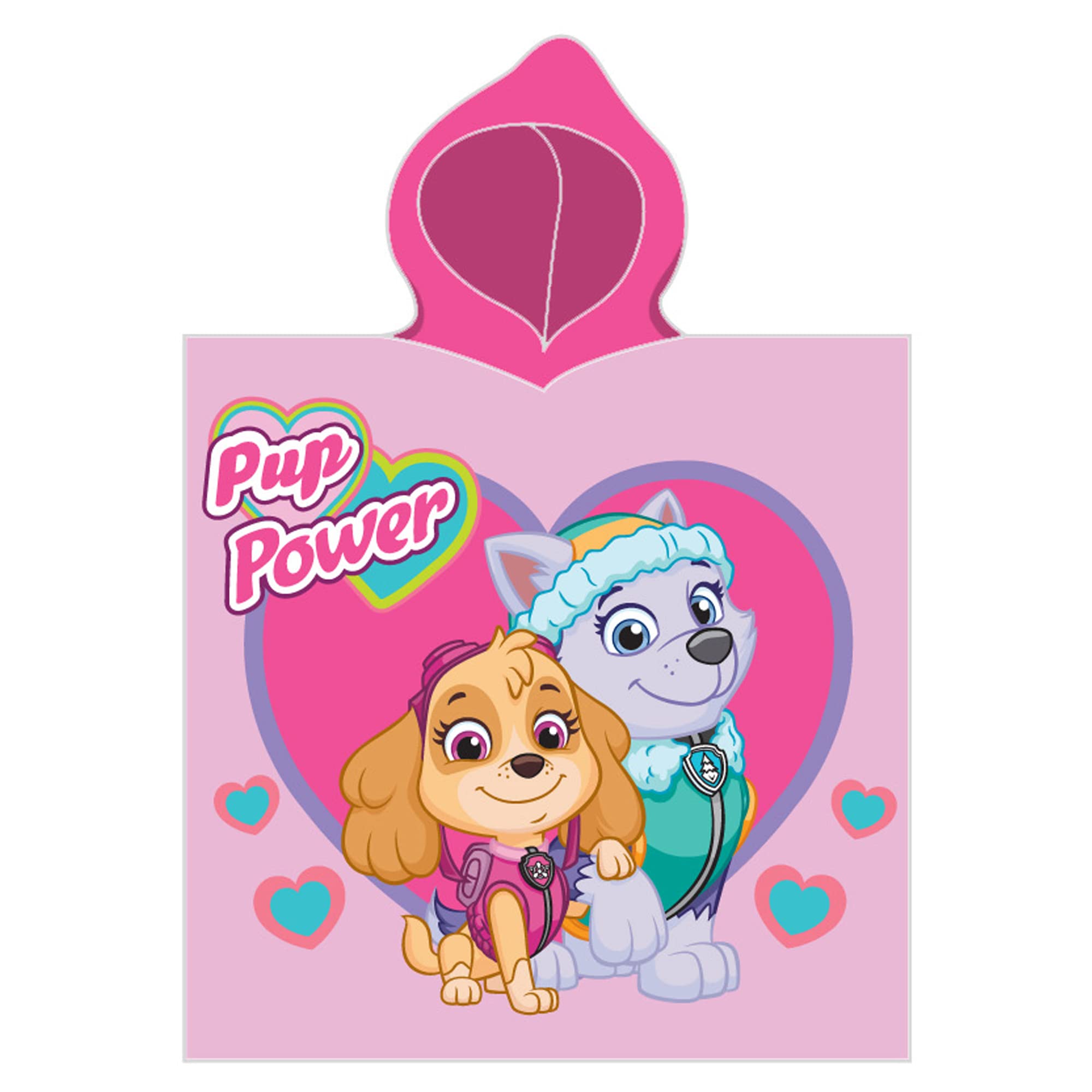 Paw Patrol Kinder Kapuzen Bade-Poncho Girl's Rosa 60x120 cm 100% Baumwolle Veloursqualität Poncho Bademantel Duschtuch Handtuch Badetuch Strandtuch Mädchen Pareo Pink Marshall Skye Ryder Rocky Zuma