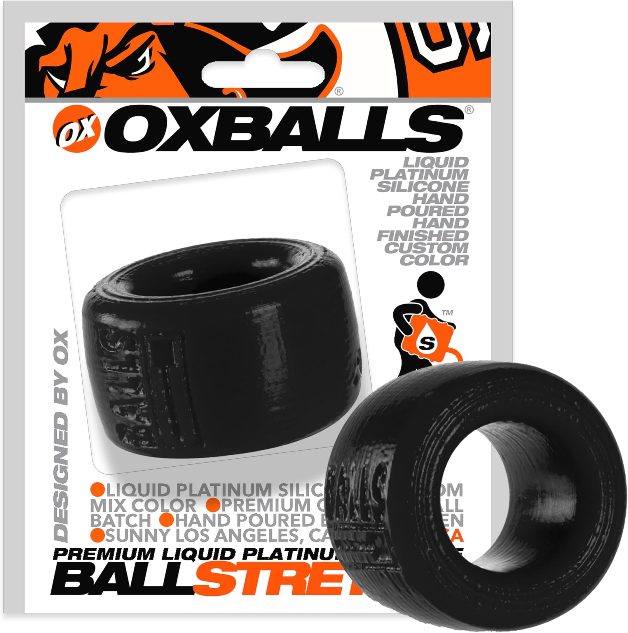 Balls-T Super-Stretchy Silicone Ball Stretcher - Heavy-Duty Scrotum Stretcher - Stackable Ball Sling - Hanging Ball Weight for Men Who Like a Strong Pull and Added Swing - Black