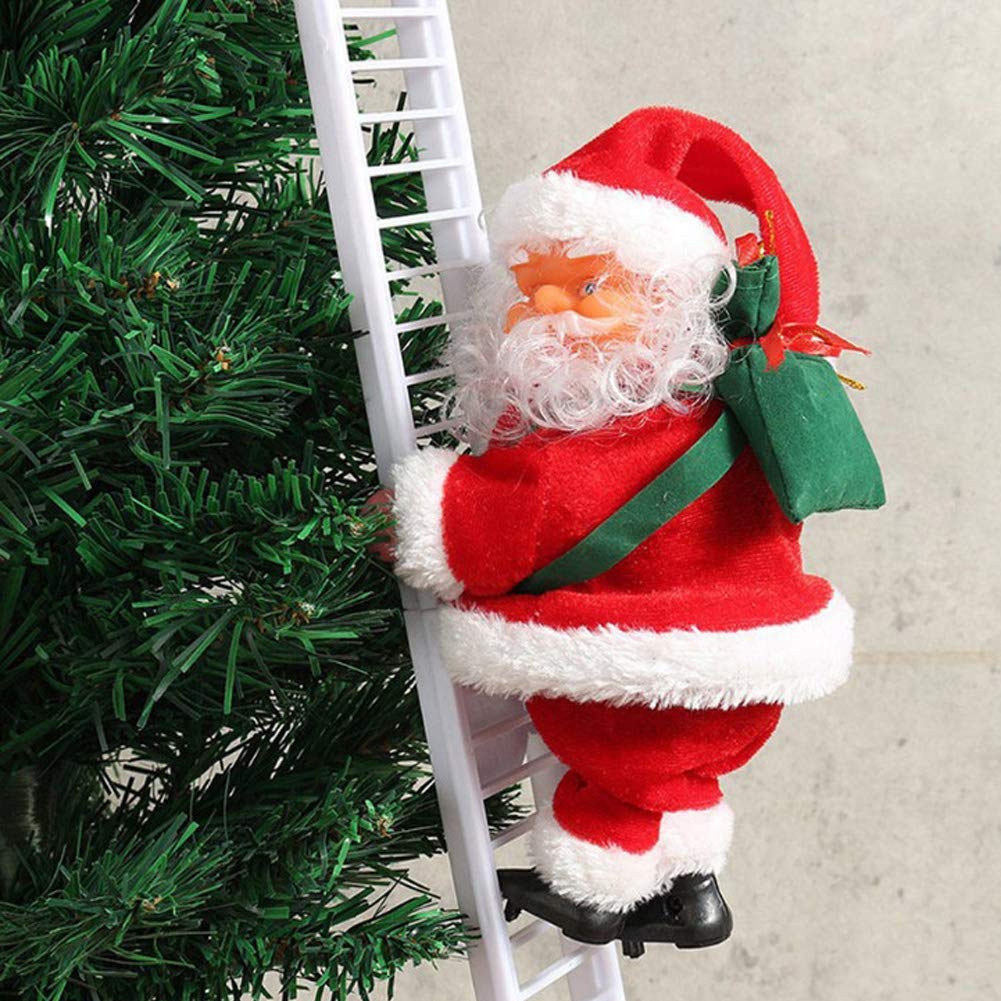 Electric Santa Claus Climbing on Ladder for Christmas Tree Indoor Outdoor Hanging Ornament Decor-Jooj_Easy_Shop