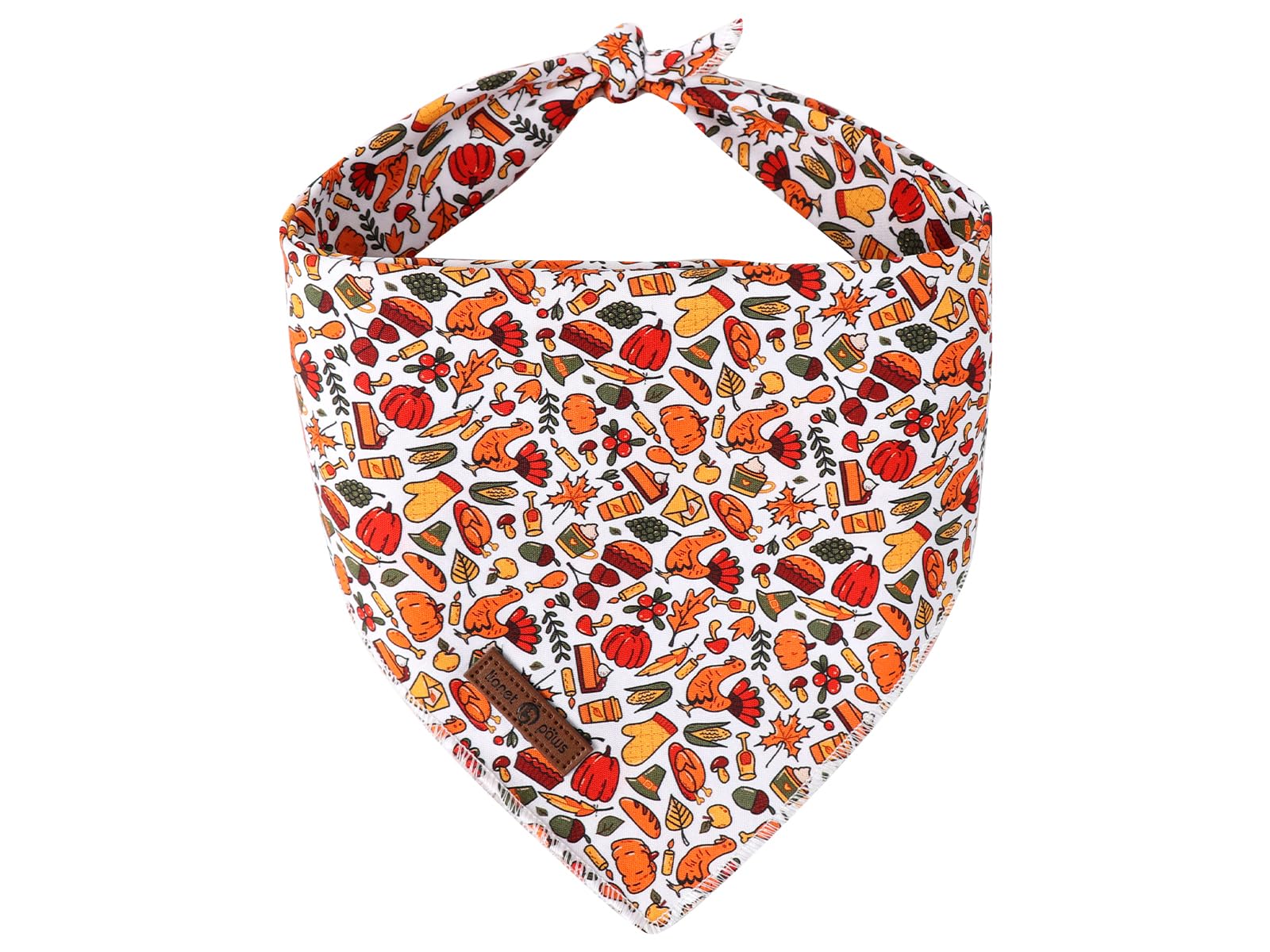 Lionet Paws Cotton Dog Bandanas,Turkey Pumpkin Comfortable Dog Triangle Bibs Scarf Dog Kerchief,Halloween Scarves for Small Medium Dogs Pets