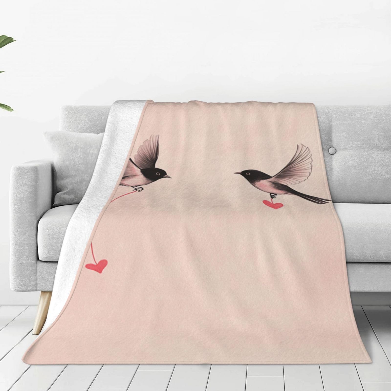 Oudrspo Two Little Magpies Flying Blanket Anti Pilling Throw Blankets Cozy Durable Blankets For Office Couch Cinema Sofa Bed Gifts 80"X60"