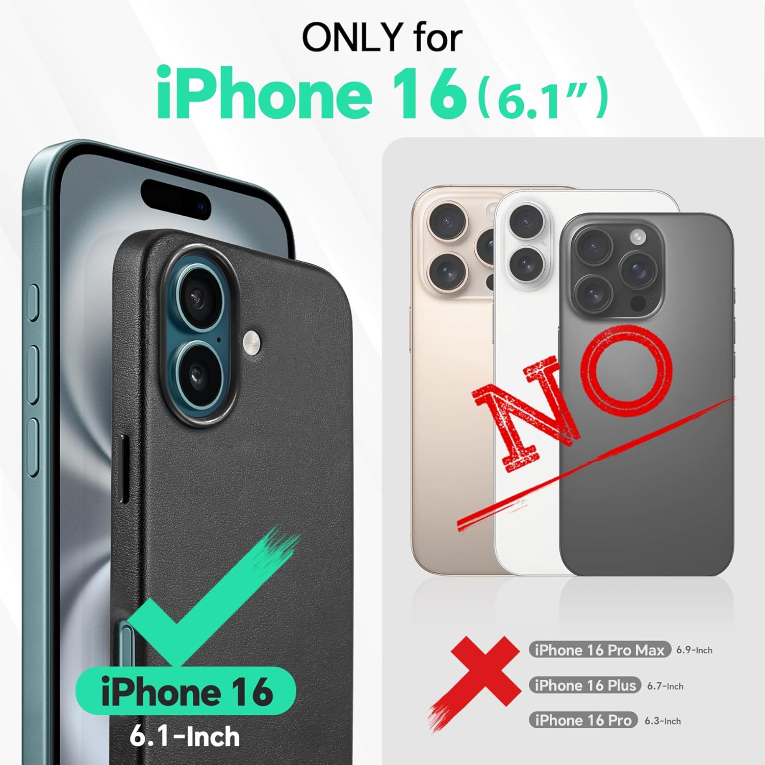 TUCCH Magnetic Case for iPhone 16 with Removable Wallet, 5 Card Holders Adjustable Stand Wallet Wireless Charging Anti-Slip RFID Blocking Slim PU Leather Cover Compatible with iPhone 16 6.1", Black