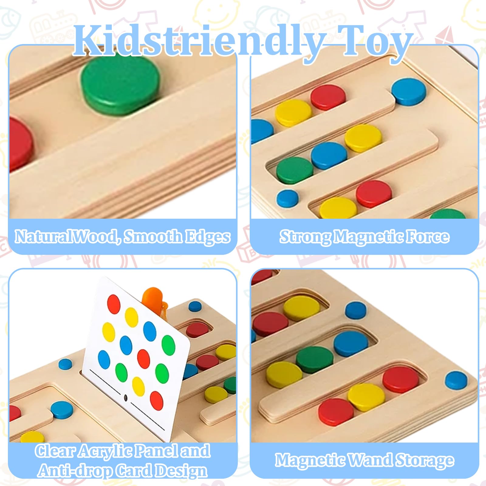 Magnetic Maze, Wooden Toys for Kinds Puzzles for 3 Year Olds - Image 3
