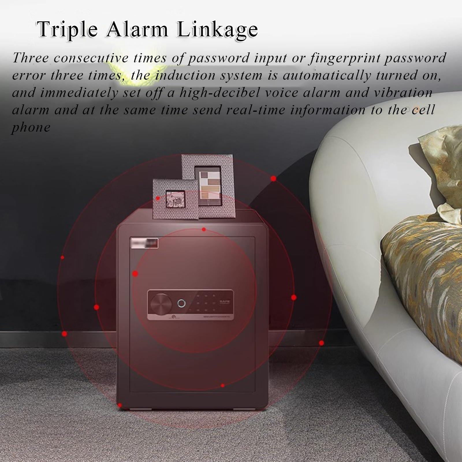 Cassaforte con Impronta Digitale E Password da 45 Cm Cassaforte Antiscasso Interamente in Acciaio per Studio O Camera da Letto Doppio Sistema di Allarme(Schwarz)