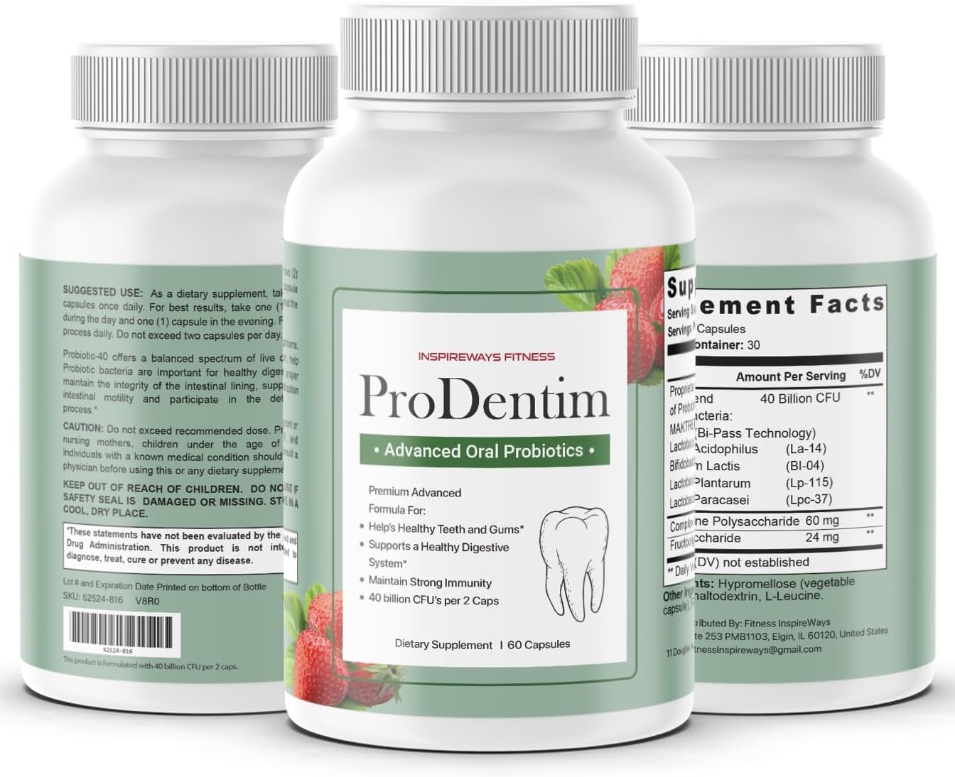 ProDentim Advanced Oral Health Probiotics– Advanced Formula for Healthy Gums, Teeth, Fresh Breath - Oral Probiotics for Bad Breath Support (1-Pack - 60 Capsules)