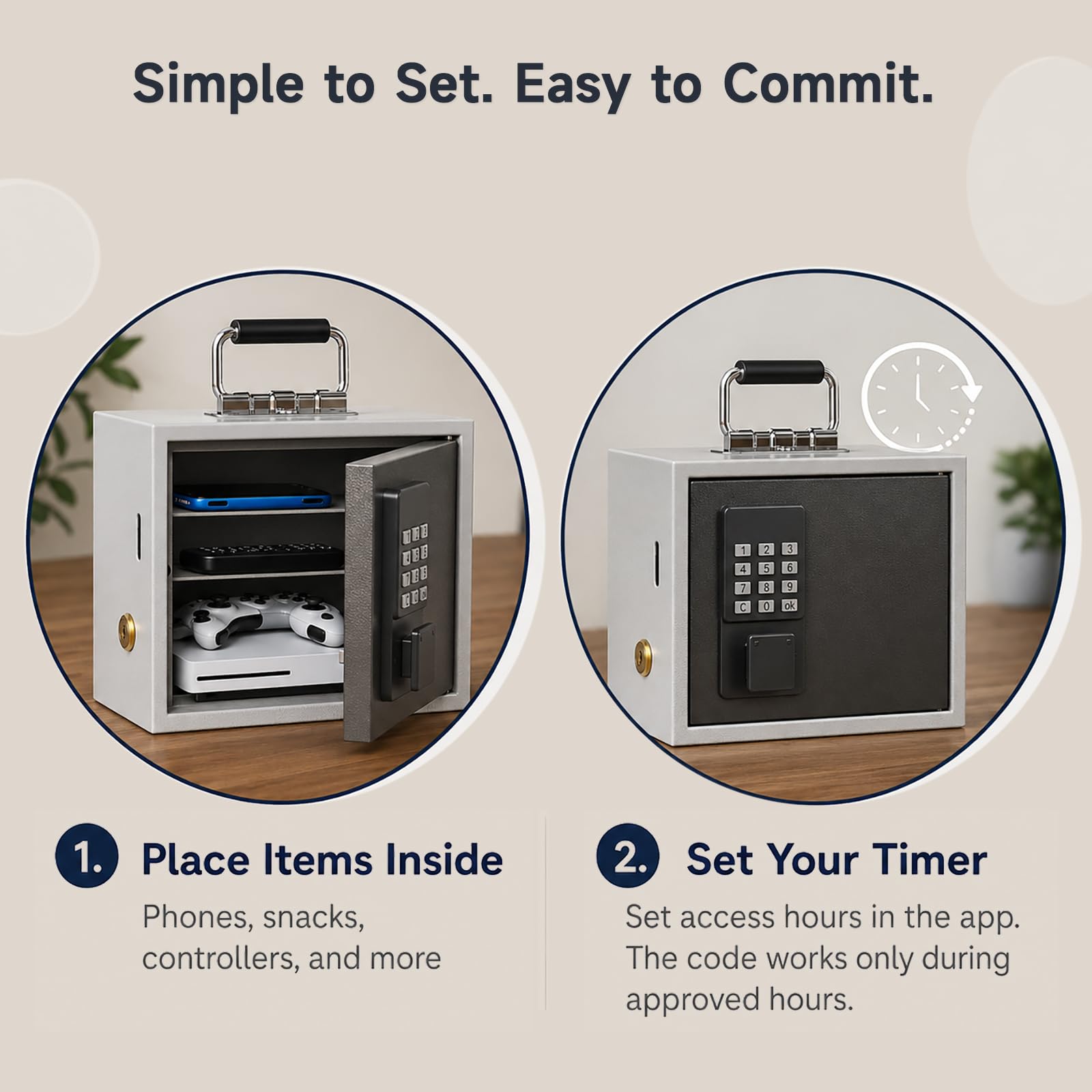 WeHere Phone Lock Box, Reduce Screen Time & Cravings, Time Lock Box with Time Period Password & App, 3 Unlock Modes, Phone Jail for Kids & Adults Focus Back