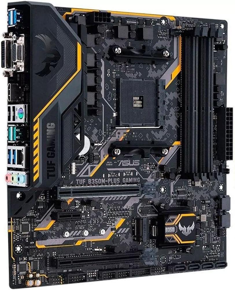 Úhlové view Základní deska ASUS TUF B350M-PLUS GAMING s I/O porty