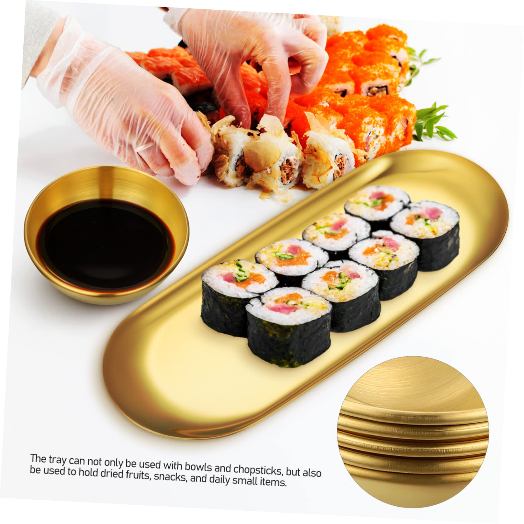 COLLBATH 6 Pcs Sauce Bowl Tray Sushi Bowl Mini Serving Bowls Dipping Bowls Japanese Plates Round Decorative Tray Jewelry Dish Tray Seasoning Bowls Dip Dishes Round Tray Stainless Steel