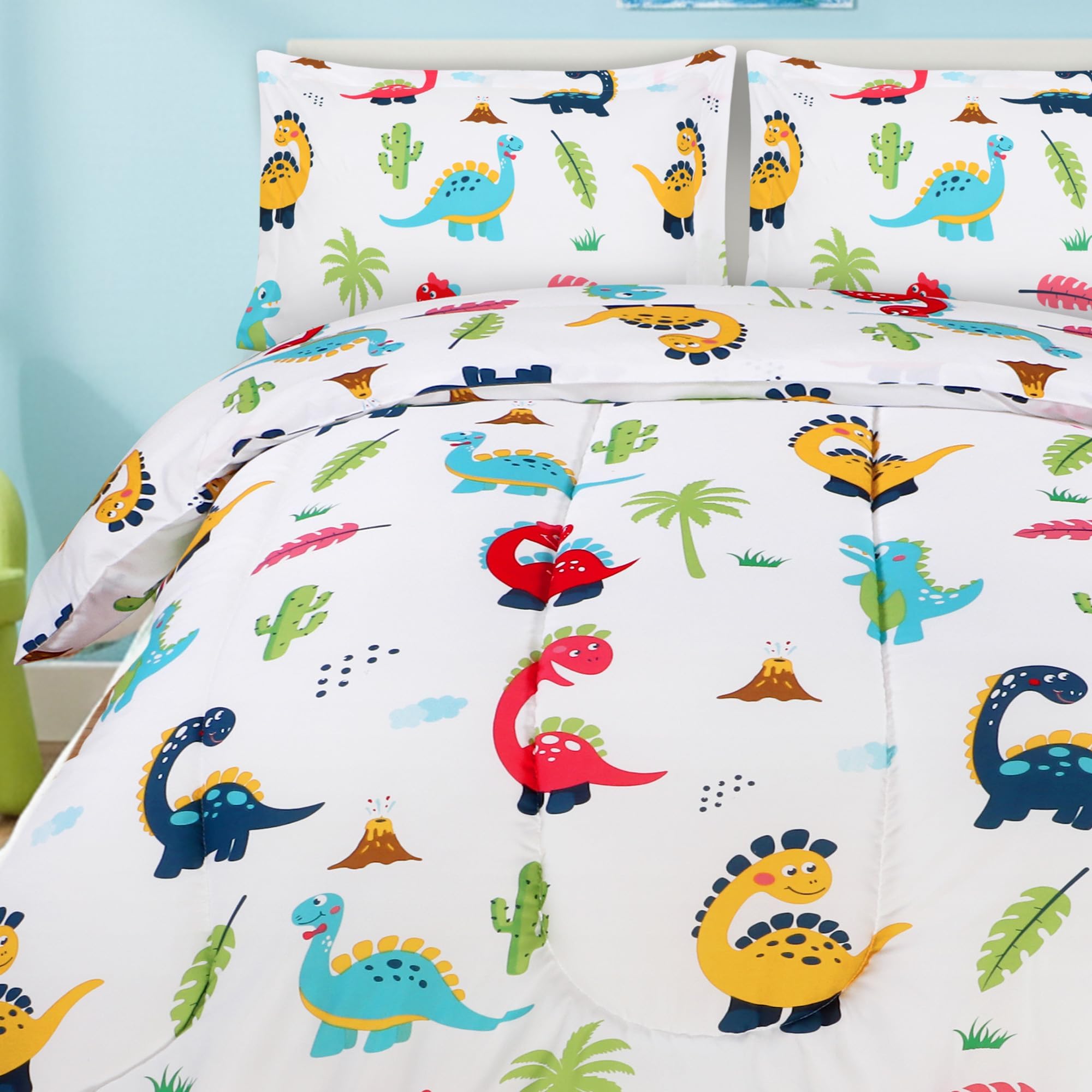 Utopia Bedding All Season Dinosaur Comforter Set with 2 Pillow Cases, 3 Piece Soft Brushed Microfiber Kids Bedding Set for Boys/Girls, Machine Washable (Twin)