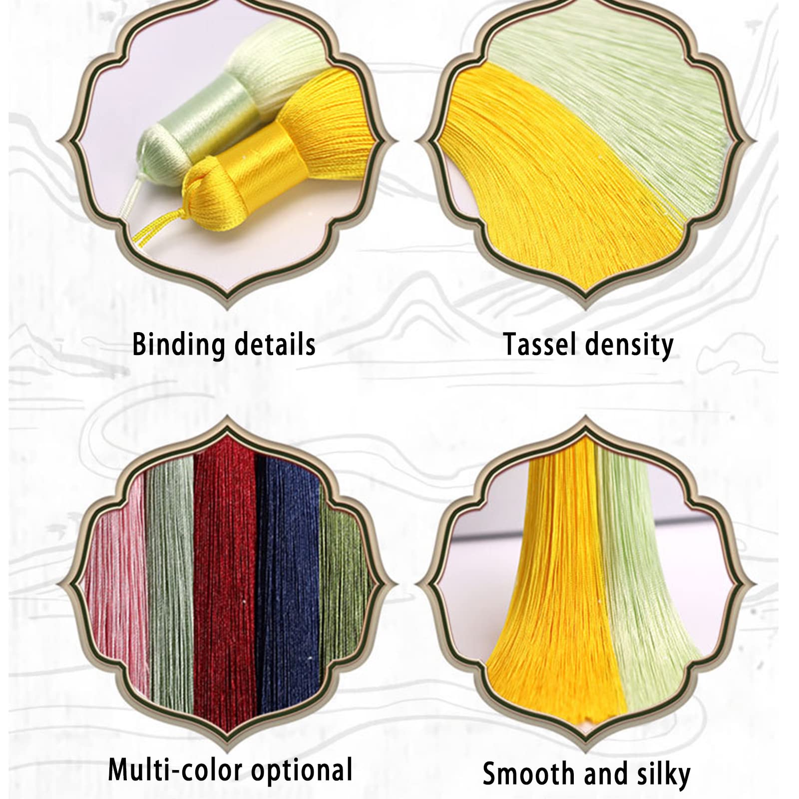 Quasten Chinesische Schwertquaste, Quasten, weiche handgefertigte Quasten mit Kordelschlaufe zur Herstellung von Souvenirs, DIY-Bastelzubehörprojekten, Lesezeichen, Pink(Yellow)