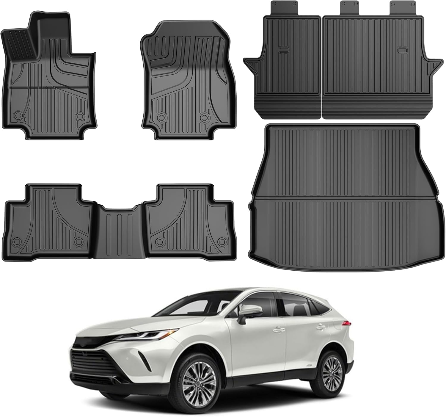 AOMSAZTO Floor Mats Compatible with Toyota Venza 2021-2025 & Toyota Rav4 2019-2025 (Include Hybrid) Full Set All Weather Floor Liners for Rav4