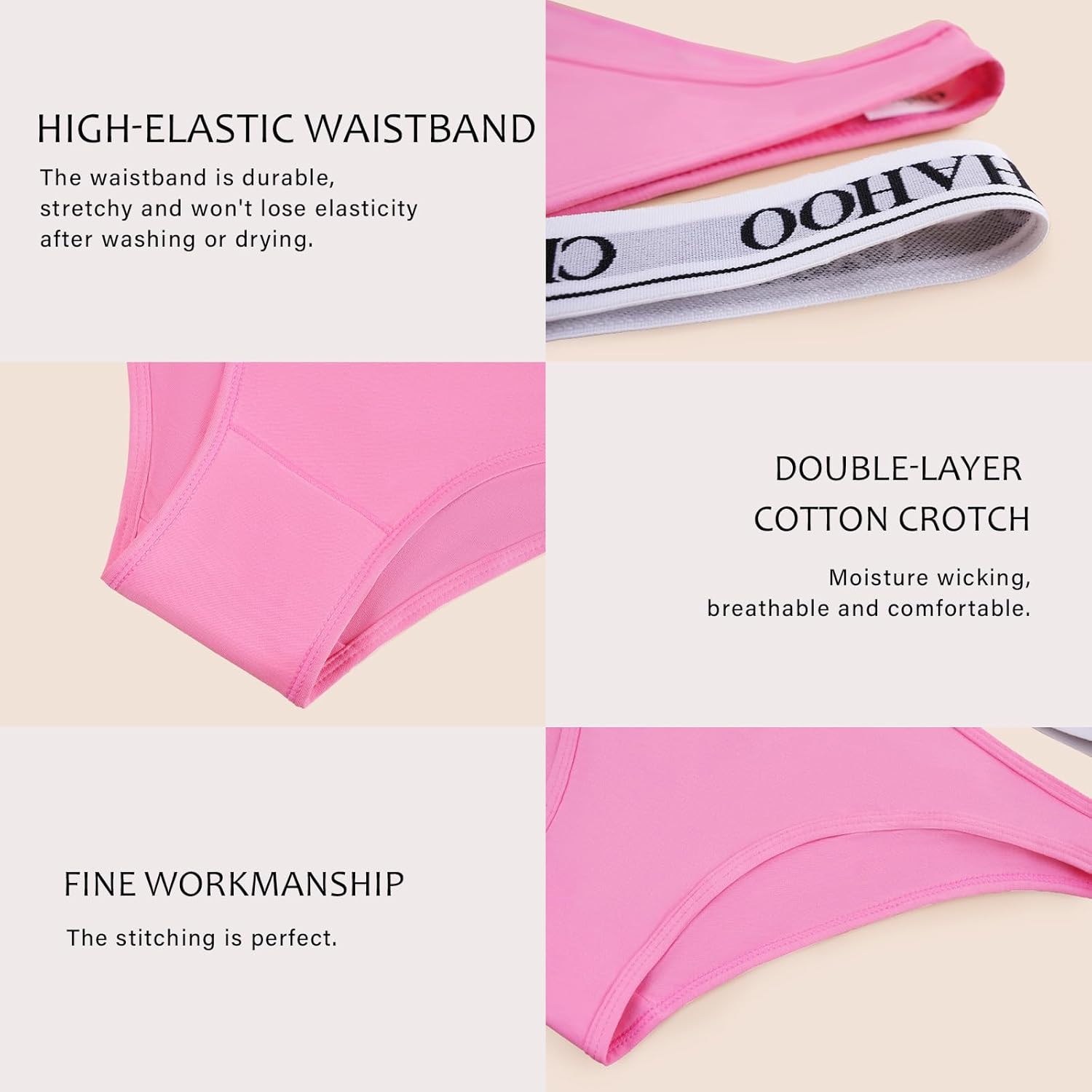 Thongs for Women Pack G String Thongs for Women Cotton Thong Underwear Sexy Soft T-back Underwear women 5 Pack - Image 5