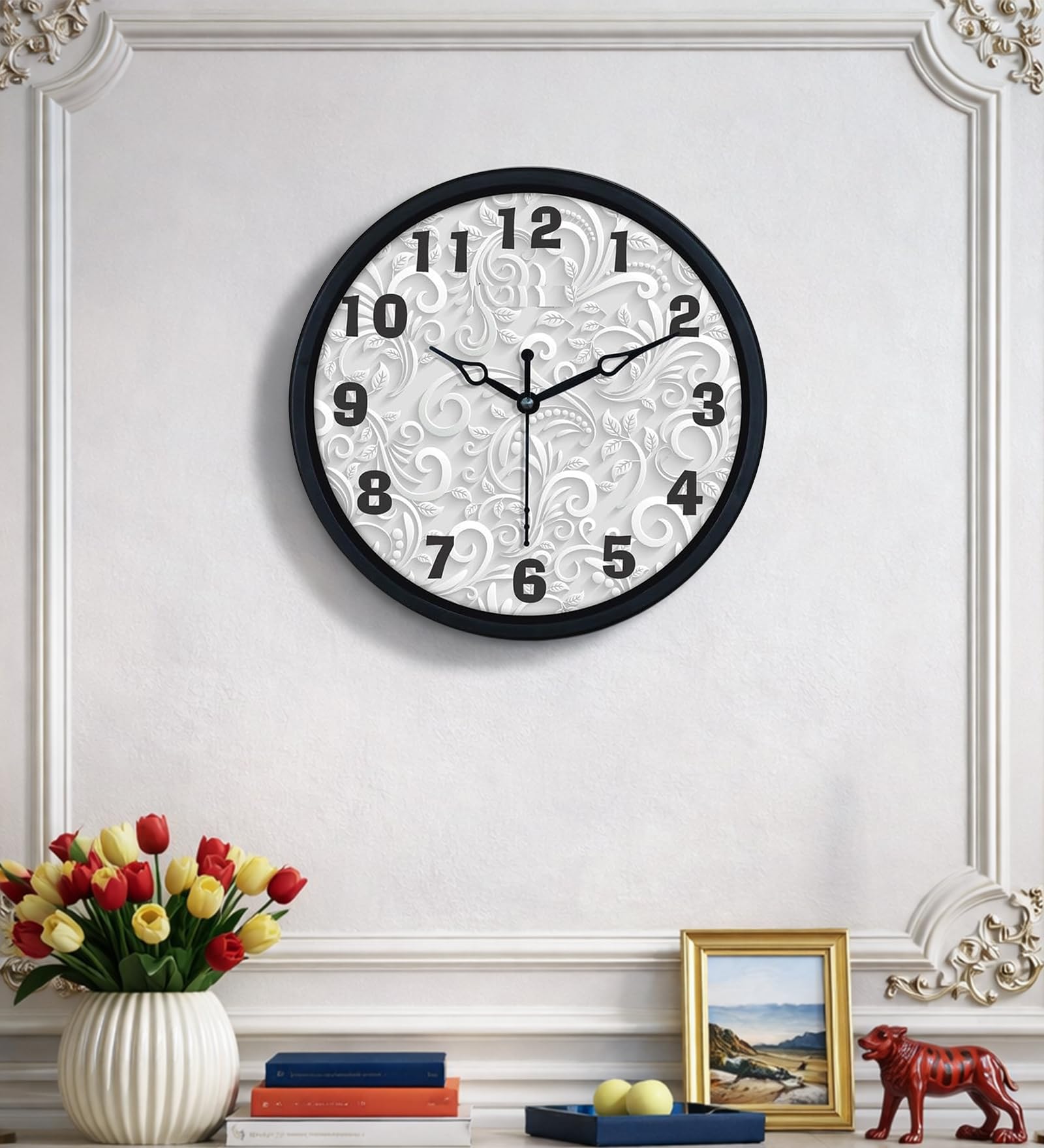 Pepperfry Wall Clock | 8 Inch | Contemporary Design | Black Frame | Clock for Décor Home Kitchen Living Room Office-image-17