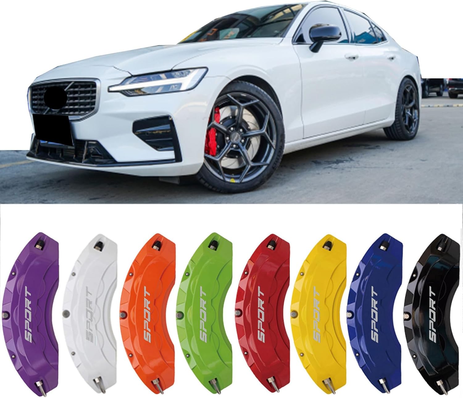 4pc Brake Caliper Covers Compatible Front Rear for VOLVO Accessories (Blue, for S90 18"19"20"21" wheel)