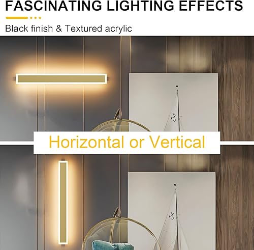 Vista 86 de Paquete de 2 luces para exteriores, moderna lámpara de pared para exteriores, tira larga, aplique de pared LED IP65, luz cálida antioxidante, 3000