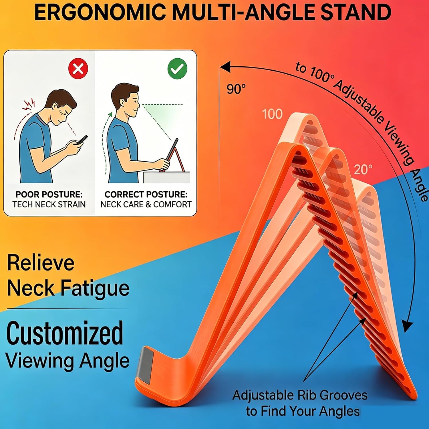 Portable Foldable Silicone Phone Holder, Flexible Silicone Aluminum Airplane Phone Holde,Bendable Rollable Foldable Design, for Phone Tablet Laptop, Portable Ergonomic Holder (Orange)