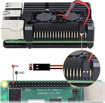 Geekworm Raspberry Pi 4 Aluminum Case/Passive Cooling Shell Metal Enclosure Heat Dissipation for Pi 4B Only (Case with fan-Black)