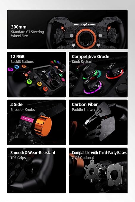 PXN GT ONE 11.8" GT Sim Racing Wheel con 78 Controles Programables miniatura 3