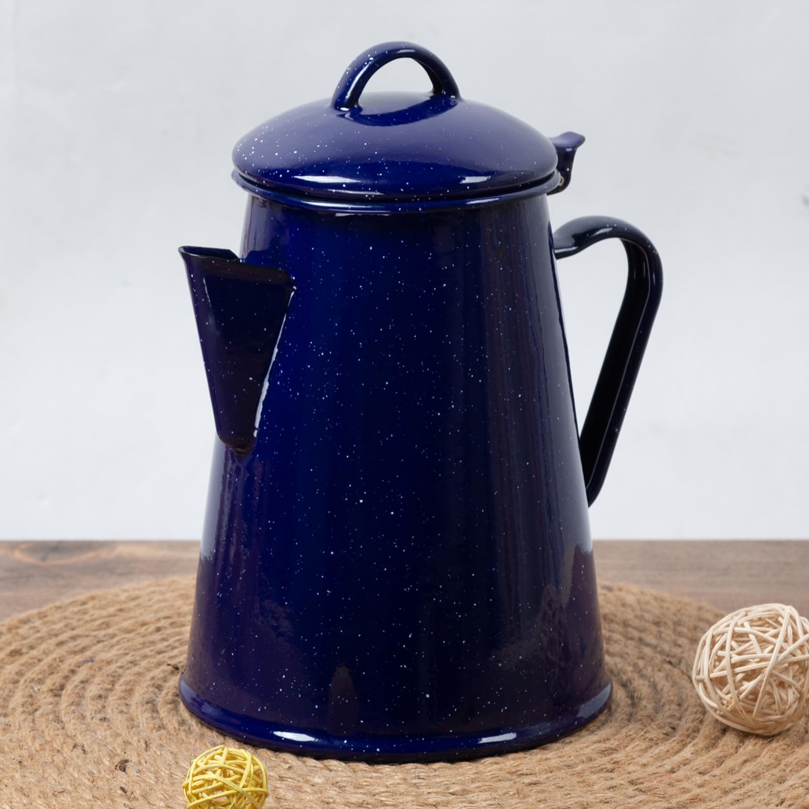 Caffettiera smaltata vintage blu maculata per conservare l'acqua del tè Caldaia per interni cucina campeggio all'aperto smaltato