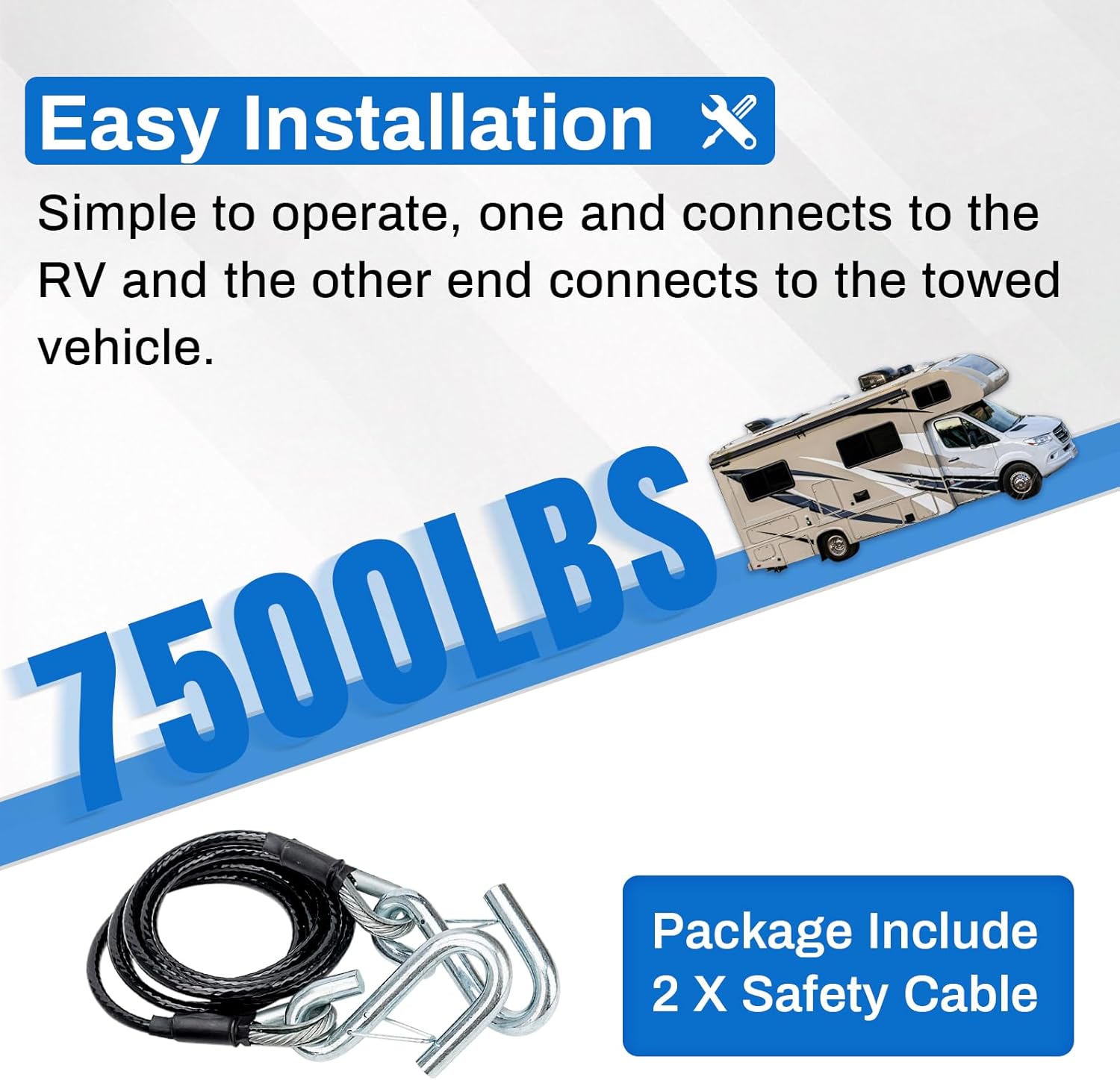 BX88196 Safety Cable Kit with S-Hook | 7 Ft Black Coiled Cable 7500LBS
