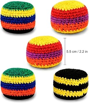 5Pcs Crocheted Footbag Hacky Sack Dirt Bags Hackysack Juggling Balls Handmade Knitted Foot Bags Sacks For Beginners Adults,Multicolor