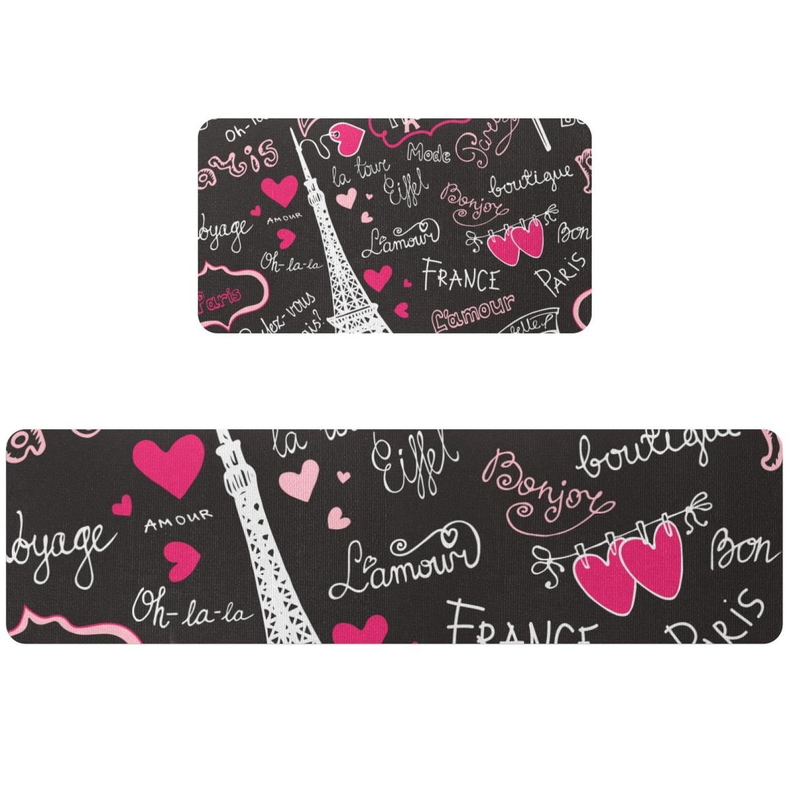 Tapete de cocina absorbente Bonjour Paris, pack de 2 alfombras antideslizantes