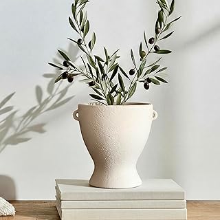 Ceramic Vase with Handles - Modern Terracotta Rustic Pottery for Home De...