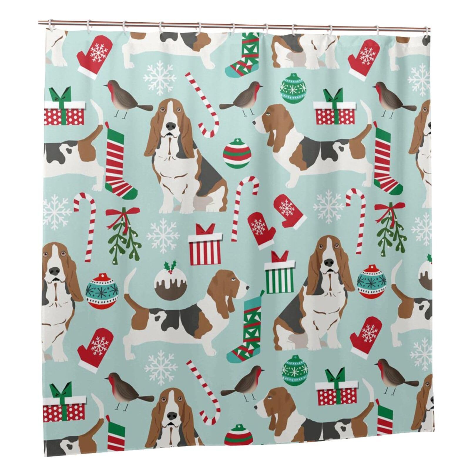 Rideau de douche Basset Hound imprimé imperméable 183x183 salle de bain design
