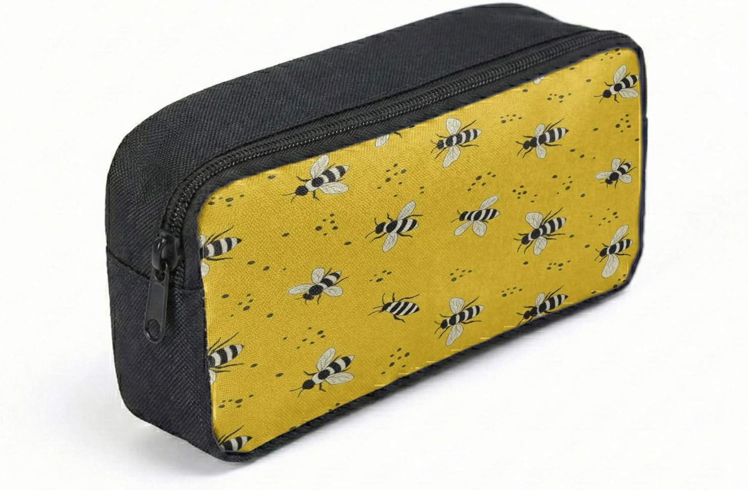 Whimsical Cartoon Bee 17 Inch Backpack 3 Piece Set Yellow Abstract Garden Print Laptop Daypack Travel Bag Accessory (02)