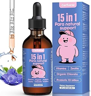 Parasite Cleanse for Humans & Kids,Parasite Cleanse for Children,Zeolite Detox Liquid Drops,Candida Cleanse & Wellness Formula,Contains wormwood black walnut clove,Chlorella,Oregano,2 Fl Oz