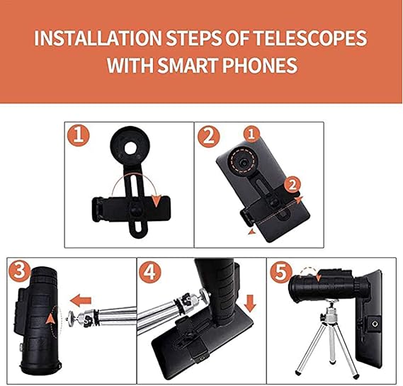 Monocular Telescope, Wireless Remote Control Set 40X60 High Magnification Monocular Telescope Mobile Phone Monoscope HD Cell Phone Bracket with Tripod, Monocular with Smartphone Holder & Tripod