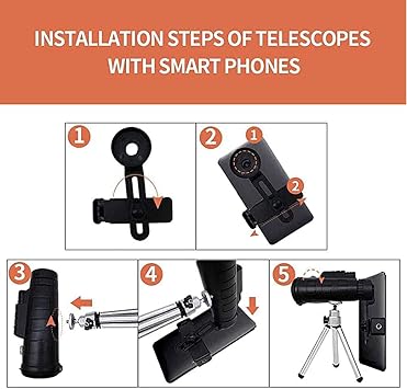 Monocular Telescope, Wireless Remote Control Set 40X60 High Magnification Monocular Telescope Mobile Phone Monoscope HD Cell Phone Bracket with Tripod, Monocular with Smartphone Holder & Tripod