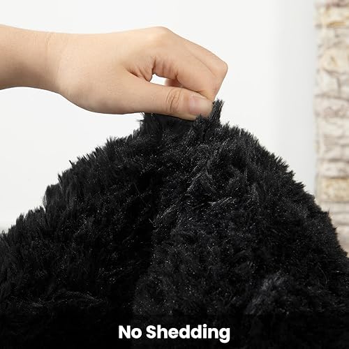 Miniatura 7 de Terrug Alfombras mullidas para sala de estar, dormitorio, 5 x 8 pies, teñido anudado azul y gris, alfombra grande peluda, antideslizante, moderna