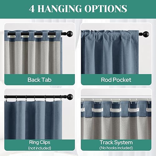 Miniatura 7 de HOMEIDEAS Cortinas opacas 100% poliéster para dormitorio, cortinas azul piedra de 84 pulgadas de largo, 2 paneles para sala de estar, aislamiento