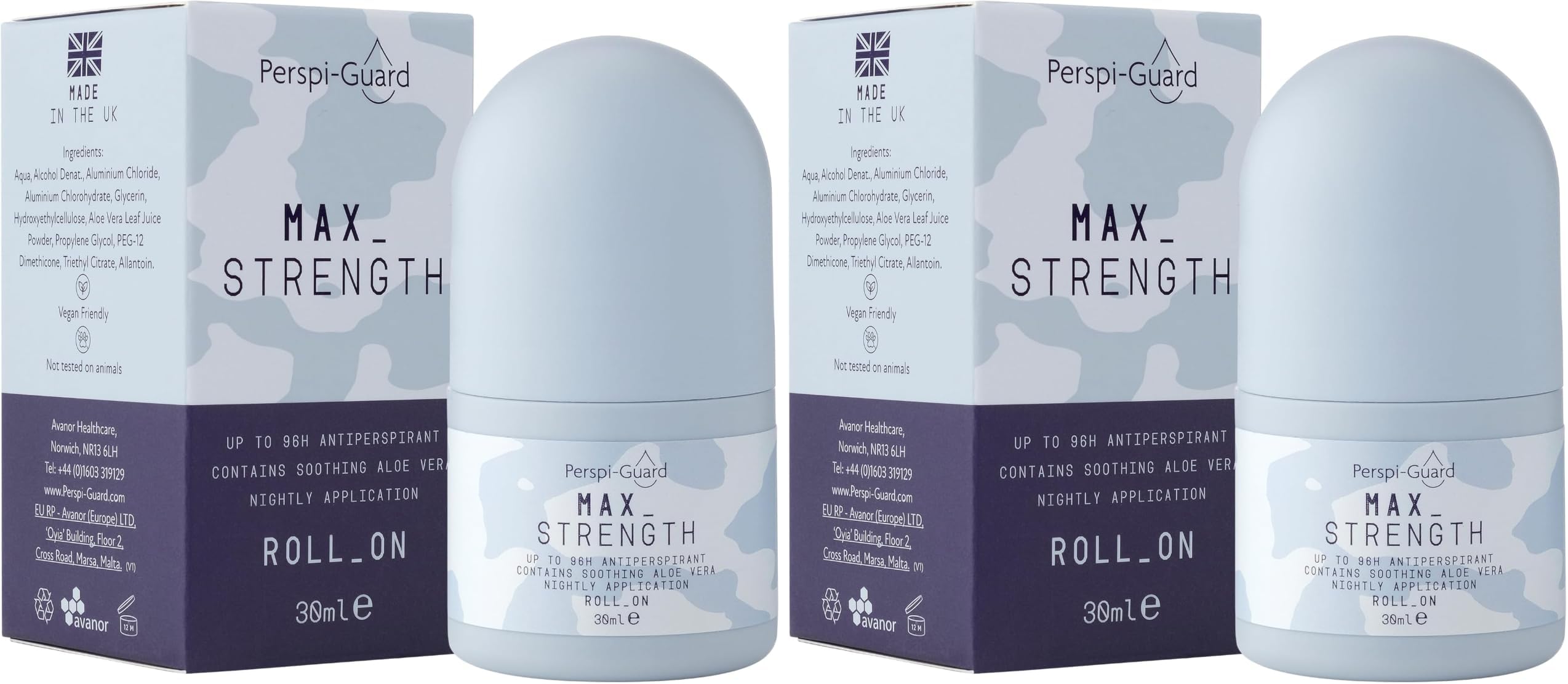 Perspi-Guard Maximum Strength Antiperspirant Roll-On, Strong Deodorant for Excessive Sweating & Hyperhidrosis Treatment, Lasts up to 5 Days - Unscented (30ml) (Pack of 2)