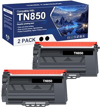 TN850 TN820 High Yield Toner Cartridge Compatible for Brother TN 850 820 TN-820/TN-850 TN-850 TN-820 for Brother HL-L6200DW MFC-L5850DW MFC-L5700DW HL-L5200DW MFC-L5900DW Printer Black Ink 2-Pack