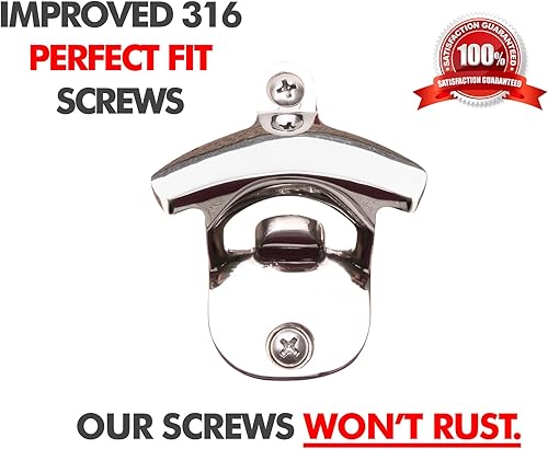 Miniatura 6 de Choice Marine - Abrebotellas de acero inoxidable 316 montado en la pared con tornillos de montaje | Abrebotellas de cerveza a prueba de óxido para