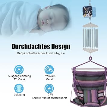 Electric Federwiege Baby Tragfähigkeit 19Kg Hängende 7-Feder Elektrische Babyschaukel Steuerung 9 Geschwindigkeiten 6 Timer Babywiege Controller babyhängematte