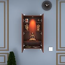 Anikaa Spirit LED Light Puja Stand Pooja Shelf Wall Temple Shelf Mandir Shelf for Office & Home Decoration - Walnut (D.I.Y - Do-It-Yourself)